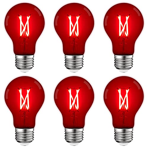 LUXRITE A19 Edison LED Red Light Bulbs (6 Pack)