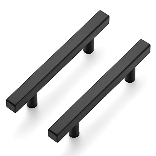 Ravinte Cabinet Handles 30 Pack - 3-3/4 Inch Matte Black Square Pulls, 6 Inch Overall Length - Kitchen Hardware Drawer Pulls