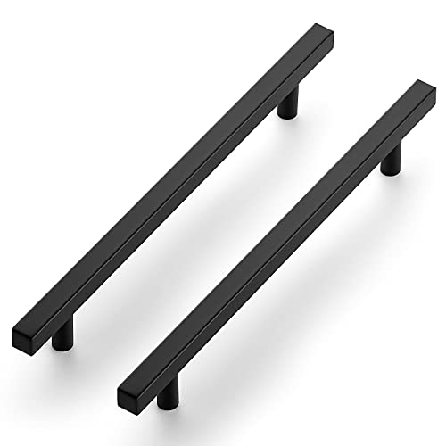 Ravinte Cabinet Handles 25 Pack - 7-1/2 Inch Matte Black Square Pulls, 10 Inch Overall Length - Kitchen Hardware Drawer Pulls