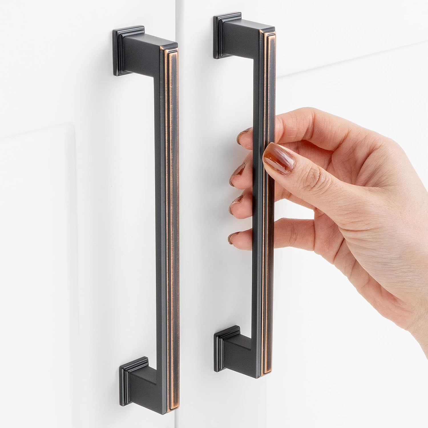 10 Pack 6-1/4 Inch Hole Centers, Oil Rubbed Bronze Cabinet Pulls Brushed Bronze Cabinet Handles Bronze Kitchen Hardware for Cabinets ZP2206 Drawer Bedroom Dresser Bathroom Vanity Cupboard