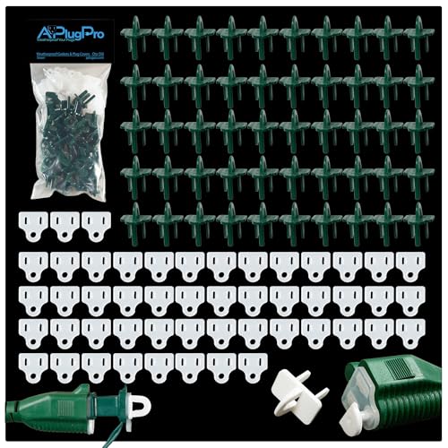 The Original Weatherproof Gaskets & Plug Covers - Made in USA, Outdoor Waterproof GFCI Protectors, Christmas Light Installation, Extension Cords, Stop GFCIs from Tripping (Green, Qty 50) - by APlugPro