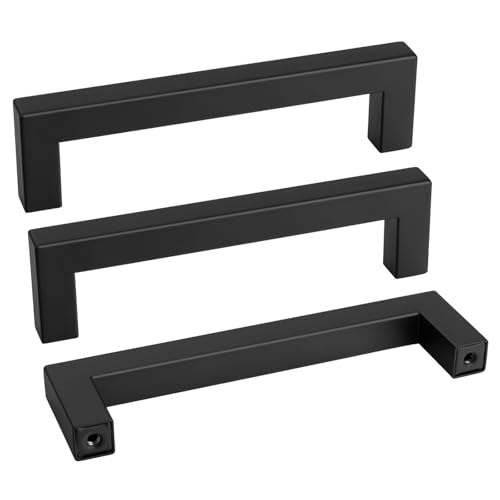 goldenwarm 100Pack 4.5INCH Drawer Pulls Black Modern Cabinet Hardware - LSJ12BK115 Cabinet Handles 4-1/2 inch Hole Centers Bedroom Drawer Pull Kitchen Cabinets T Bar Handle