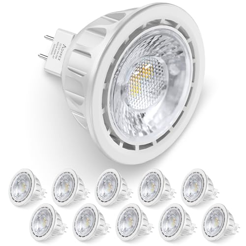 10 Pack Dimmable MR16 LED Bulbs, 12V 5W(50-Watt Equivalent), 3000K Warm White, GU5.3 Bi-Pin Base, 40-Degree, Indoor/Outdoor Landscape Spotlight Track Recessed Lighting