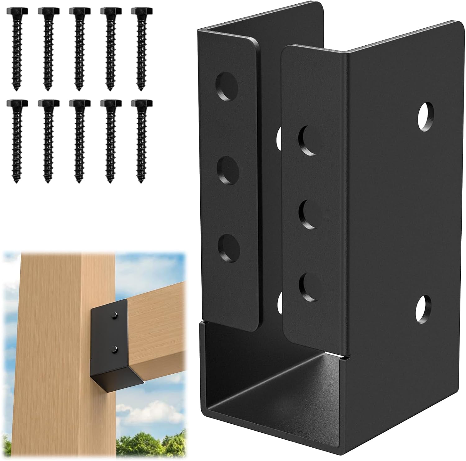 Concealed Joist Hanger (24 Pack),2"x4" Outdoor Concealed-Flange Joist Bracket with Screws, Q235B Steel Powder Coated Concealed Mount Light Joist Hangers for 2"x4" Beam, Swing, Handrail, Fence