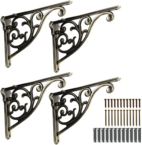 Shelf Brackets 10 Inch Brushed Antique Brass