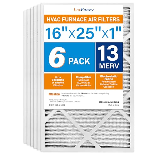 LotFancy 16x25x1 MERV 13 (6-Pack)