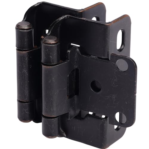 DecoBasics 60 Pack Oil Rubbed Bronze Cabinet Hinges for Cabinet Doors (30 Pairs)  1/2" Overlay Semi-Wrap Self-Closing Face Frame Hinges for Cupboard & Kitchen Doors w/Quiet Bumpers