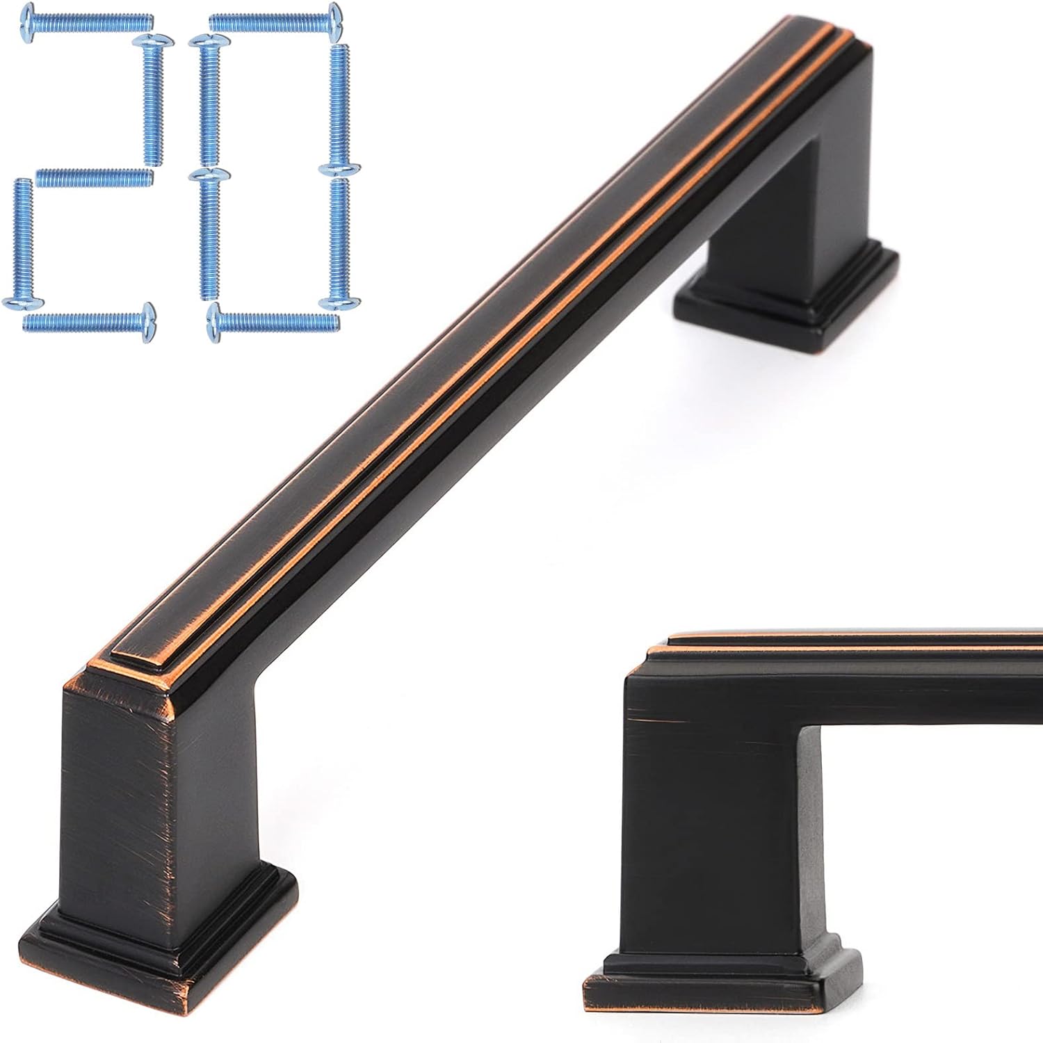 KOOFIZO Oil Rubbed Bronze Cabinet Pulls Rubbed Bronze Cabinet Handles, 20 Pack 5 Inch Hardware for Kitchen Cabinets Drawer Dresser P02 Cupboard Bedroom Bathroom