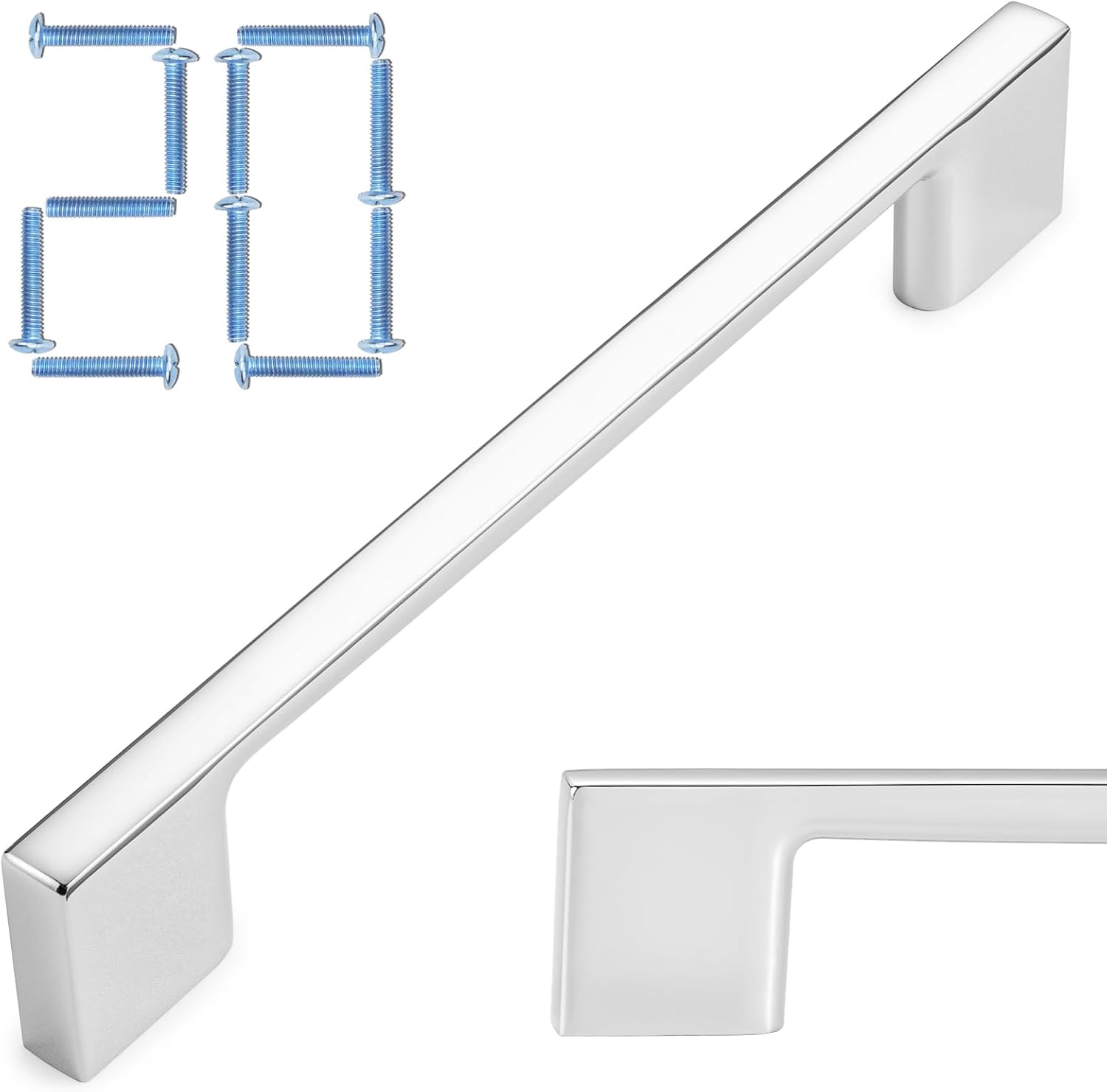 KOOFIZO 20 Pack 5 Inch Polished Chrome Kitchen Cabinet Pulls Chrome Cabinet Handles Chrome Cabinet Hardware for Kitchen Cabinets Drawer P01 Dresser Cupboard Bedroom Bathroom
