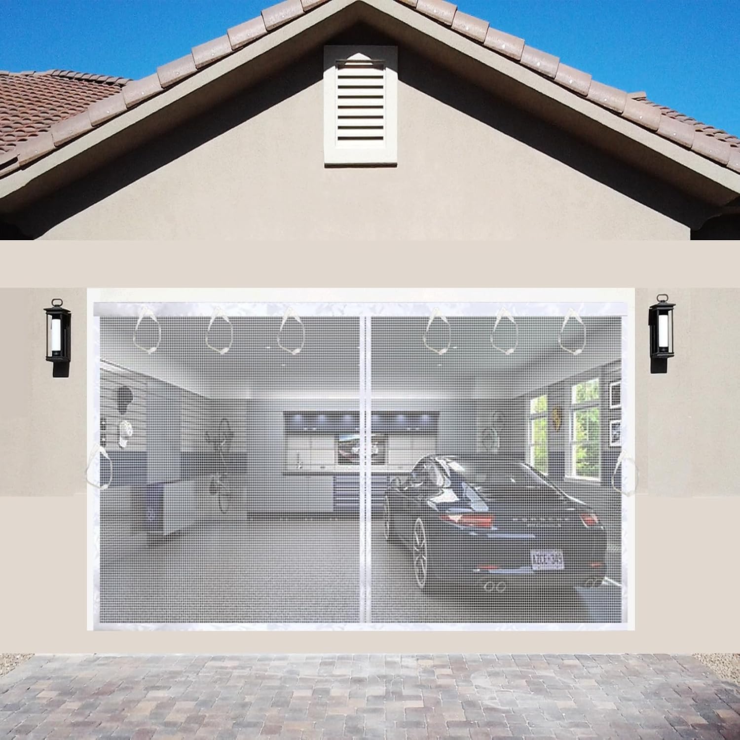 SANJINFON Magnetic Garage Door Screen Kit 16x8 FT