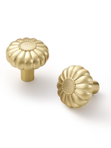 Brushed Gold Cabinet Knobs 10 Pack Brass Drawer Pulls Kitchen Cupboard Bathroom Dresser Cabinet Hardware Handles Zinc Alloy