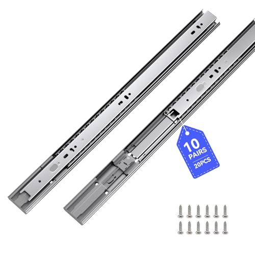 LONTAN 10 Pairs Soft Close Drawer Slides 12 inch Heavy Duty Ball Bearing Dresser Drawer Glides 9.76" Extension Side Mount Kitchen Cabinet Rails 100lb Capacity