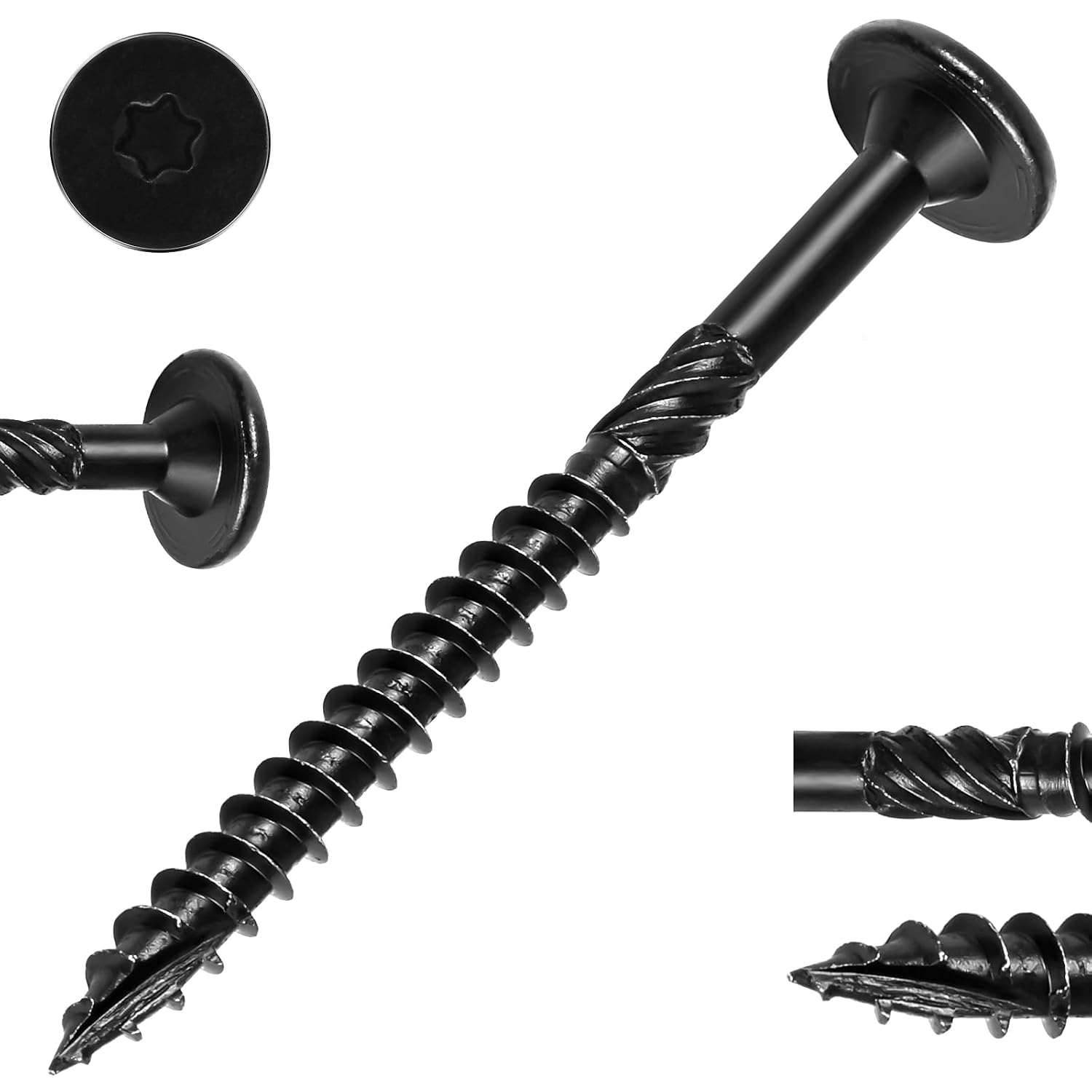 500Pcs Black Star Drive Wood Screws 2-7/8 inch - Rust Resistant Timber Deck Screws for Landscaping, Log & Timber Wood - Heavy-Duty Outdoor Fasteners (#14 x 2-7/8" Black)