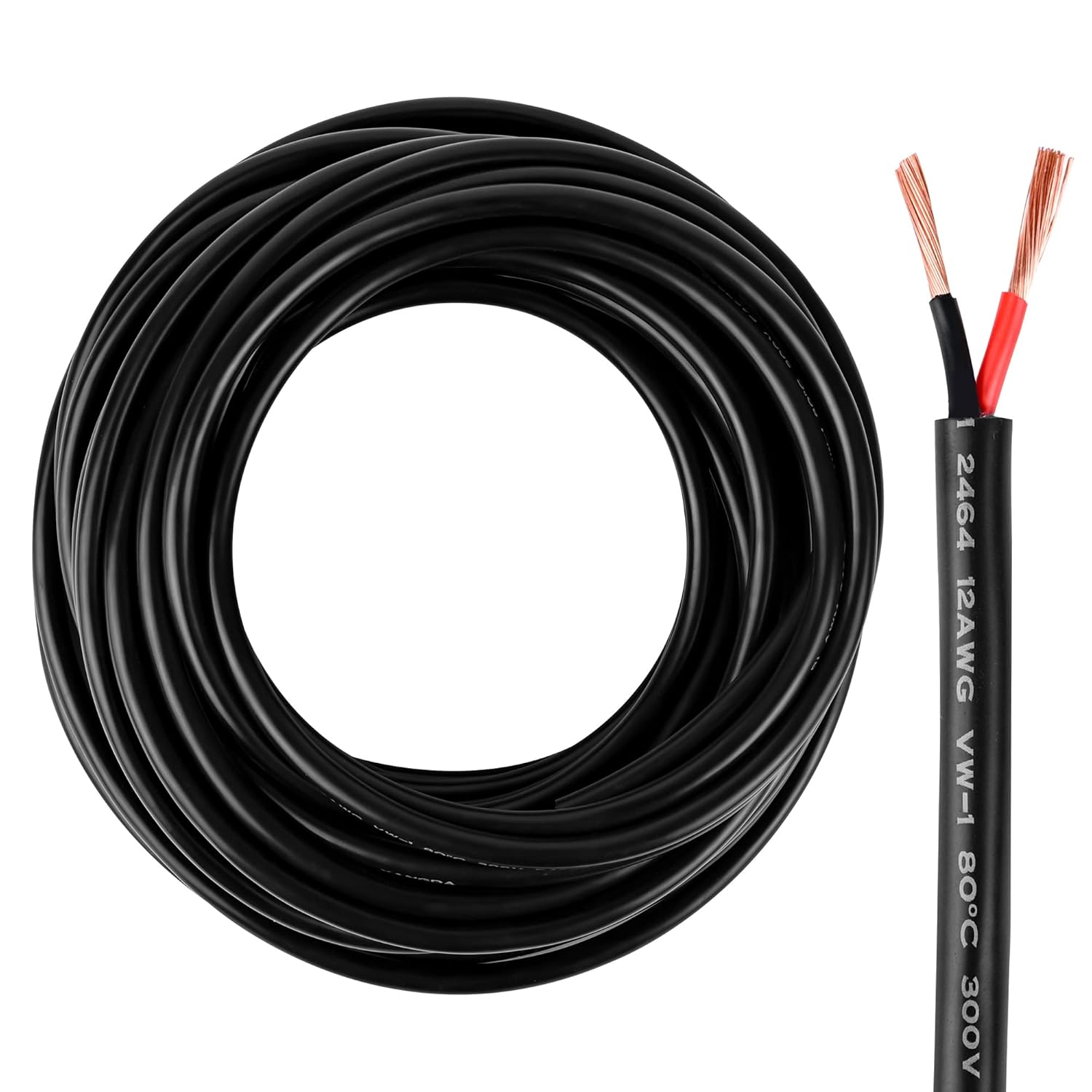 12 Gauge Wire 2 Conductor 12 AWG Electrical Wire Stranded PVC Cord Oxygen-Free Copper Cable 50FT Pure Copper Electrical Wire Cord for LED Lamp Lighting Strips Automotive...