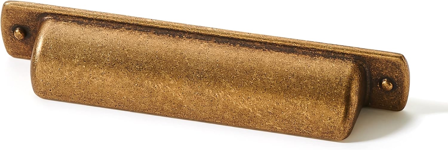 khtumeware 20 Pack 3-3/4"(96mm) Vintage Drawer Pulls Antique Brass Cabinet Bin Cup Pulls Kitchen Hardware Aged Gold Bronze Cabinet Handles Drawer Handles Knobs.