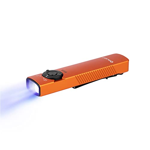 OLIGHT Arkfeld UV Rechargeable EDC Flashlight, 1000 Lumens White LED and 365nm Blacklight Combo for Outdoors, Emergency, Working, Pet Urine Detection (Orange CW)