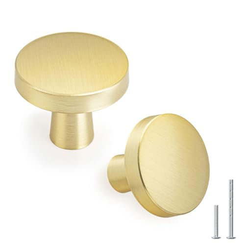 goldenwarm 12 Pack Gold Dresser Cabinet Knobs for Kitchen Hardware Handles Round Drawer Knob for Closet Bifold Modern Cabinets Pulls,1.27 Inch