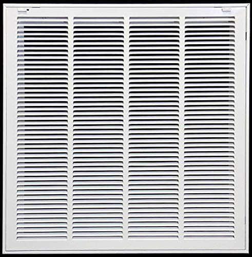 25" X 25" Steel Return Air Filter Grille for 1" Filter - Removable Face/Door - HVAC Duct Cover - Flat Stamped Face -White [Outer Dimensions: 27 5/8"w X 27 5/8h]