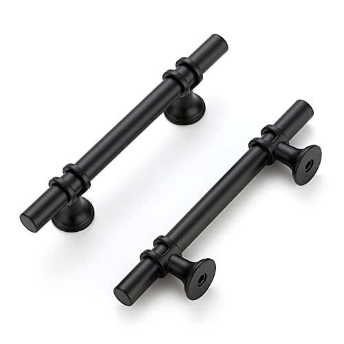 Home Expert 25 Pack 3-1/2 Inch Cabinet Handles - Black Matte Kitchen Cabinet Pulls - 6 Inch Overall Length Drawer Hardware