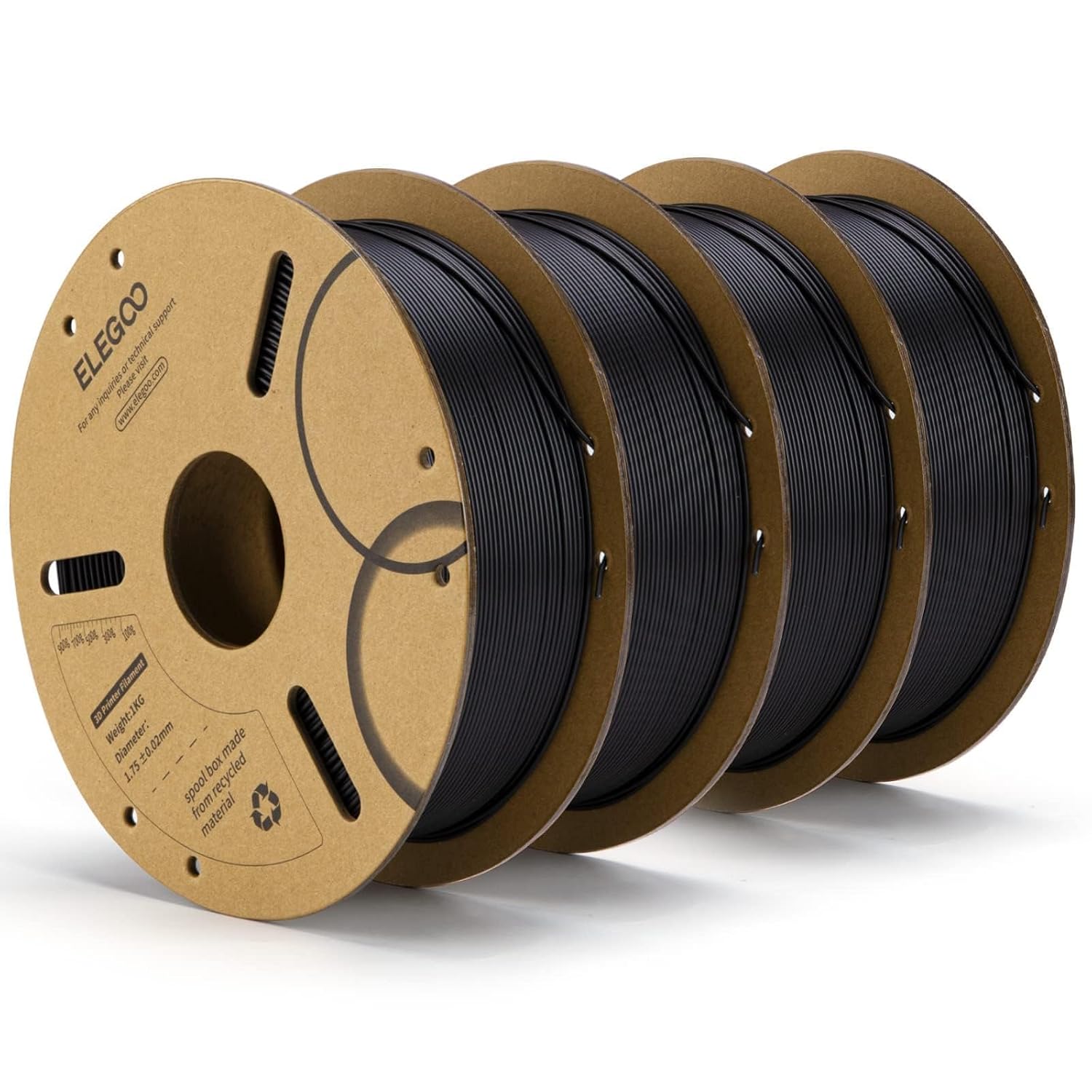 ELEGOO PLA Filament 1.75mm Black 4KG