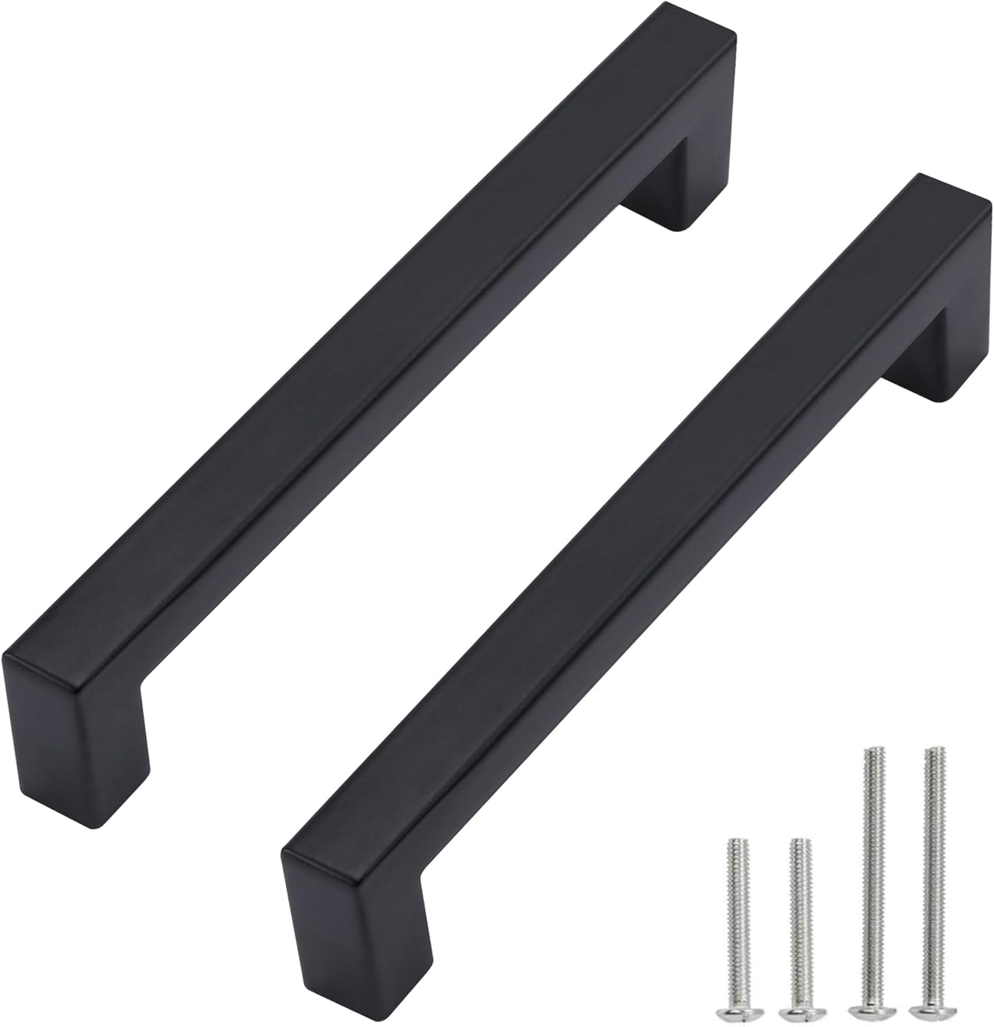 Cabinet Pulls Matte Black Cabinet Handles Square Drawer Pulls, 20 Pack 5 Inch Stainless Steel Kitchen Door Cupboard Cabinet Handles, Drawer Hardware Handles, 128mm Hole Centers