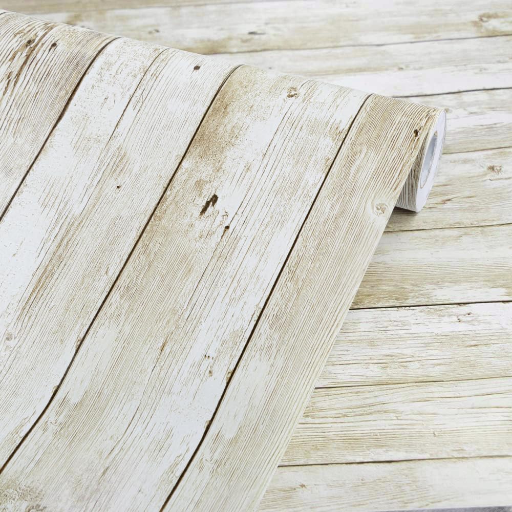 Wood Wallpaper 17.71" X 708.7" Self-Adhesive Removable Peel and Stick Wallpaper Decorative Wall Covering Vintage Wood Panel Interior Film Wallpaper