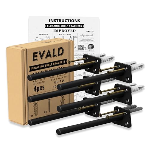 EVALD Hidden Floating Shelf Bracket | 6-Inch Heavy Duty Blind Shelf Support | Kitchen Shelf, Fireplace Mantel Bracket | Invisible Wall Mount Bracket for Home & Office | Floating Shelf Hardware 6 Pack