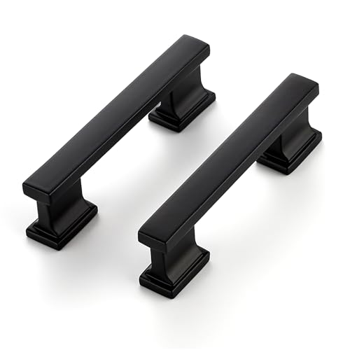 Ravinte Hardware 25 Pack Cabinet Pulls - 3 Inch (76mm) Hole Center, Matte Black Handles for Kitchen Drawer & Cupboards, Black Solid Heavy Duty Cabinet Hardware, 4 Inch Overall Length