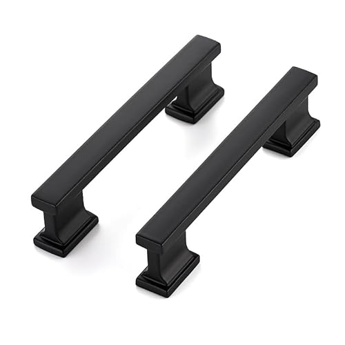Ravinte Hardware 20 Pack Cabinet Pulls - 3-3/4 Inch (96mm) Hole Center, Matte Black Handles for Kitchen Drawer & Cupboards, Black Solid Heavy Duty Cabinet Hardware, 4-3/4 Inch Overall Length