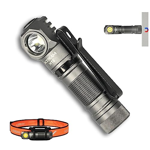 ACEBEAM H16 1000 High Lumens Rechargeable Led Headlamp Flashlight, EDC AA Right Angle Flashlight with Magnet, Pocket Mini Small Flash Light with Clip for Working, Camping, Running, with Headband kit