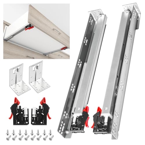 SHUHANG 6 Pair Undermount Drawer Slides 9 inch Soft Close 80 lb Load Capacity Ball Bearing Hidden Bottom Mount Rails Full Extension Runners with Adjustable Locking Devices and Bracket