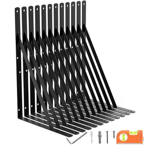 LEOPO 18" Heavy Duty Shelf Brackets (12-Pack)