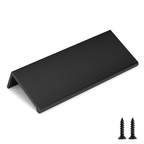 goldenwarm 25 Pack Black Finger Edge Pulls Drawer Finger Pulls Matte Black Kitchen Hardware Handles Bedroom Dresser Drawers,3in Hole Center