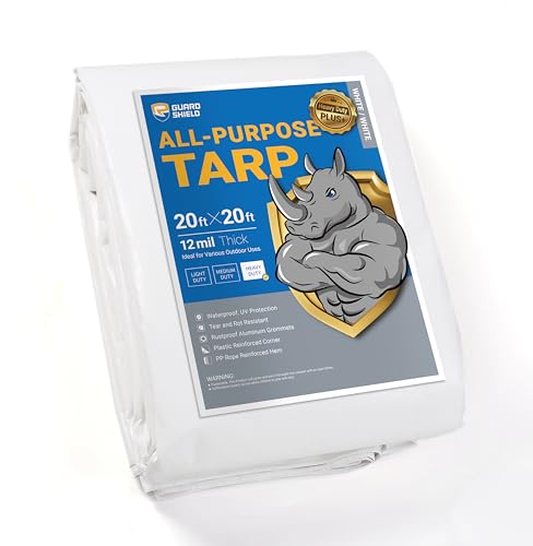 GUARD SHIELD White Tarps Heavy Duty 20x20