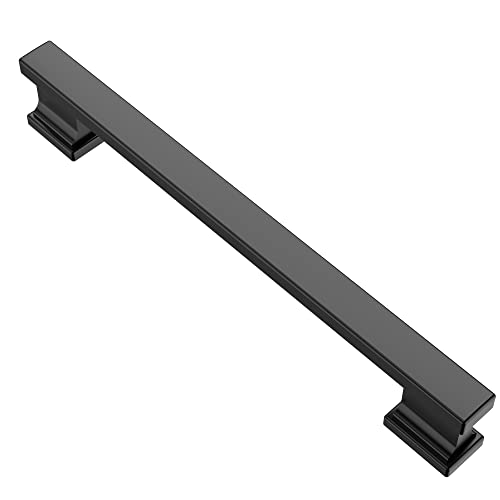 Alzassbg 10 Pack Matt Black Cabinet Pulls, 6-1/4 Inch(160mm) Hole Centers Kitchen Cabinet Handles for Cabinets and Drawers AL3061MB