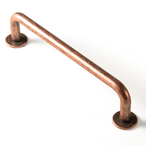 Goo-Ki 6 Pack Antique Copper Cabinet Pull Dark Copper Drawer Handles, 5.04 inch(128mm) c-c Solid Vintage Copper Bar Pulls Red Bronze Kitchen Hardware for Dresser Wardrobe Cupboard, 9338AC-128