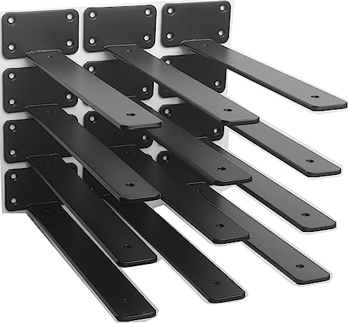 12 Pack - 10 inch Black Hidden L Shelf Bracket