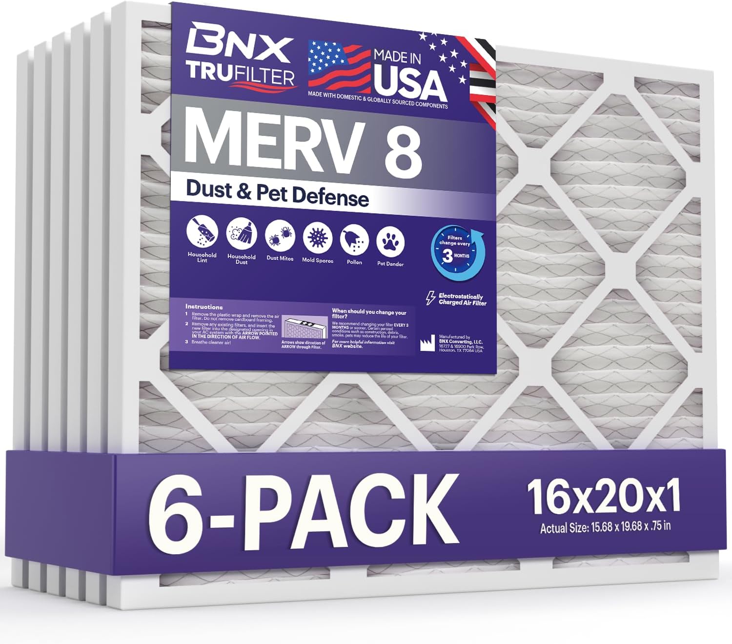 BNX TruFilter 16x20x1 MERV 8