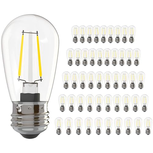 Banord Outdoor String Lights Vintage LED Filament Bulb, Shatterproof E26 Screw Base Edison LED Light Bulbs for Indoor & Outdoor Use 100 Pack