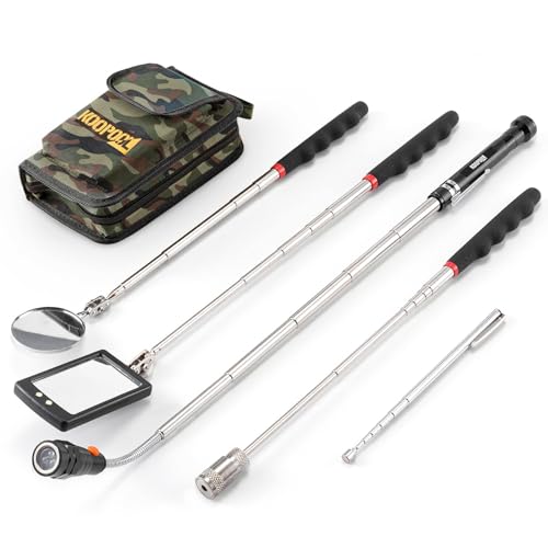 Telescoping Magnetic Pickup Tool Set, Inspection Mirror Telescoping, LED Flashlight, Cool Gadgets for Men, Stocking Stuffers, Gifts for Dad, Husband, Kids, Boyfriend, Magnet Stick