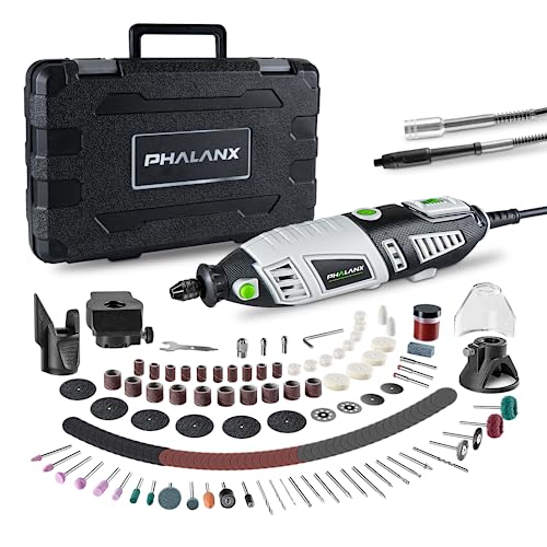 PHALANX 180W Rotary Tool Kit, 1.5-Amp 6 Variable Speed with Flex Shaft, 8000-35000RPM Rotary Multi-Tool& 213pcs Accessories Kit, Power Multiuse Set Prefect for Crafting Projects and DIY Creations