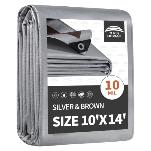 RAINDEWAY Tarps Heavy Duty 10 Mil 10x14