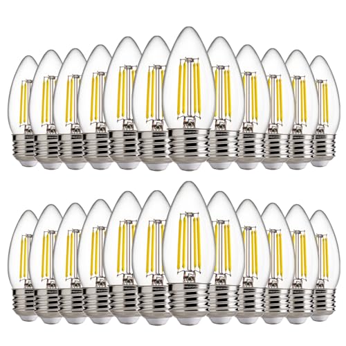 FLSNT B11 E26 LED Chandelier Light Bulbs, 60W Equivalent, 5000K Daylight Dimmable LED Candelabra Bulbs, 550LM, 24 Pack UL,CA65 Listed.