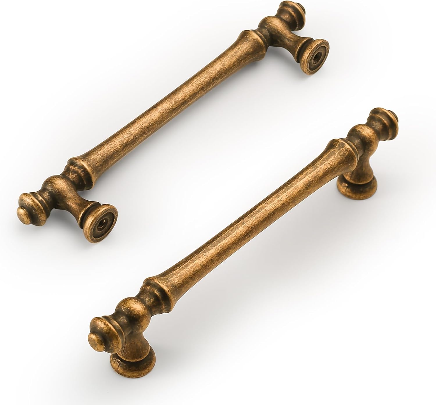 Amerdeco 10 Pack Antique Brass Cabinet Pulls 5 Inch(128mm) Hole Center Cabinet Hardware Kitchen Cabinet Handles for Bathroom Drawer Pulls Dresser Pulls ZH0014