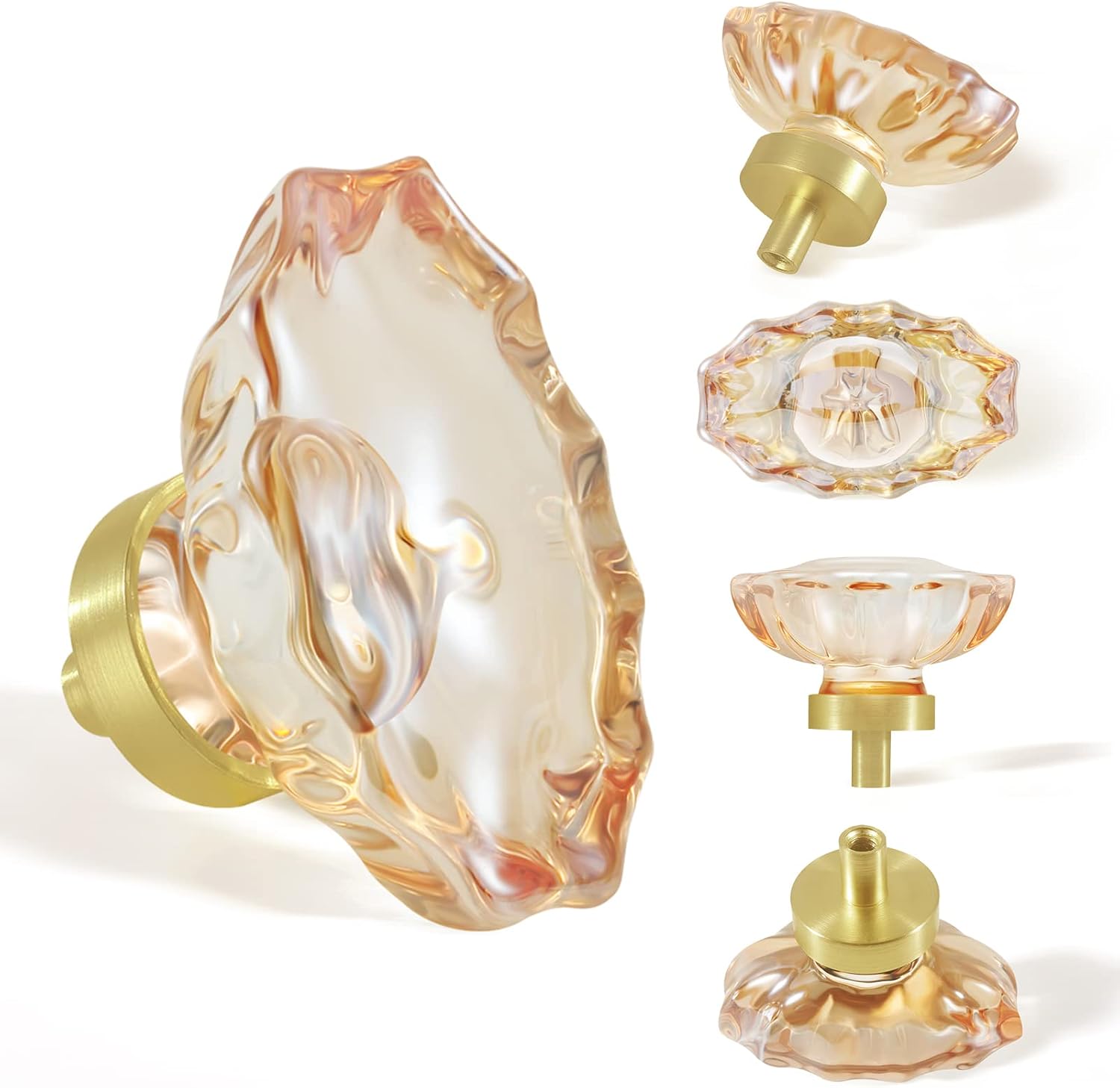 16 Pack Champagne Crystal Knobs