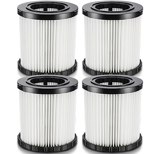 DCV580H DCV581H Vacuum Replacement Filter for DEWALT 20V MAX Wet/Dry VAC DCV580H (Cordless) DCV581H DCV5801H Portable Shop Vac Vacuum 2 Gallon Tank Capacity, Washable and Reusable Hepa Filter, 4 Pack