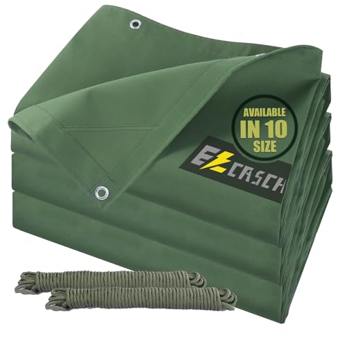 12x20 Canvas Tarps Heavy Duty Waterproof Tarpaulins with Aluminum Grommets,UV Resistant, 22Mil Multipurpose Drop Cloth, 14oz Durable Cover Sheet for Outdoor and Indoor Use with Ropes.