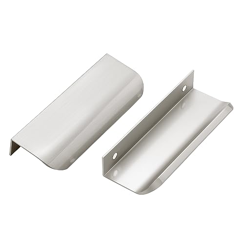 Ravinte 30 Pack Cabinet Handles Finger Edge Pulls 102mm/4 inch Silver Drawer Edge Pulls Brushed Nickel Finger Pulls for Cabinets Concealed Handles