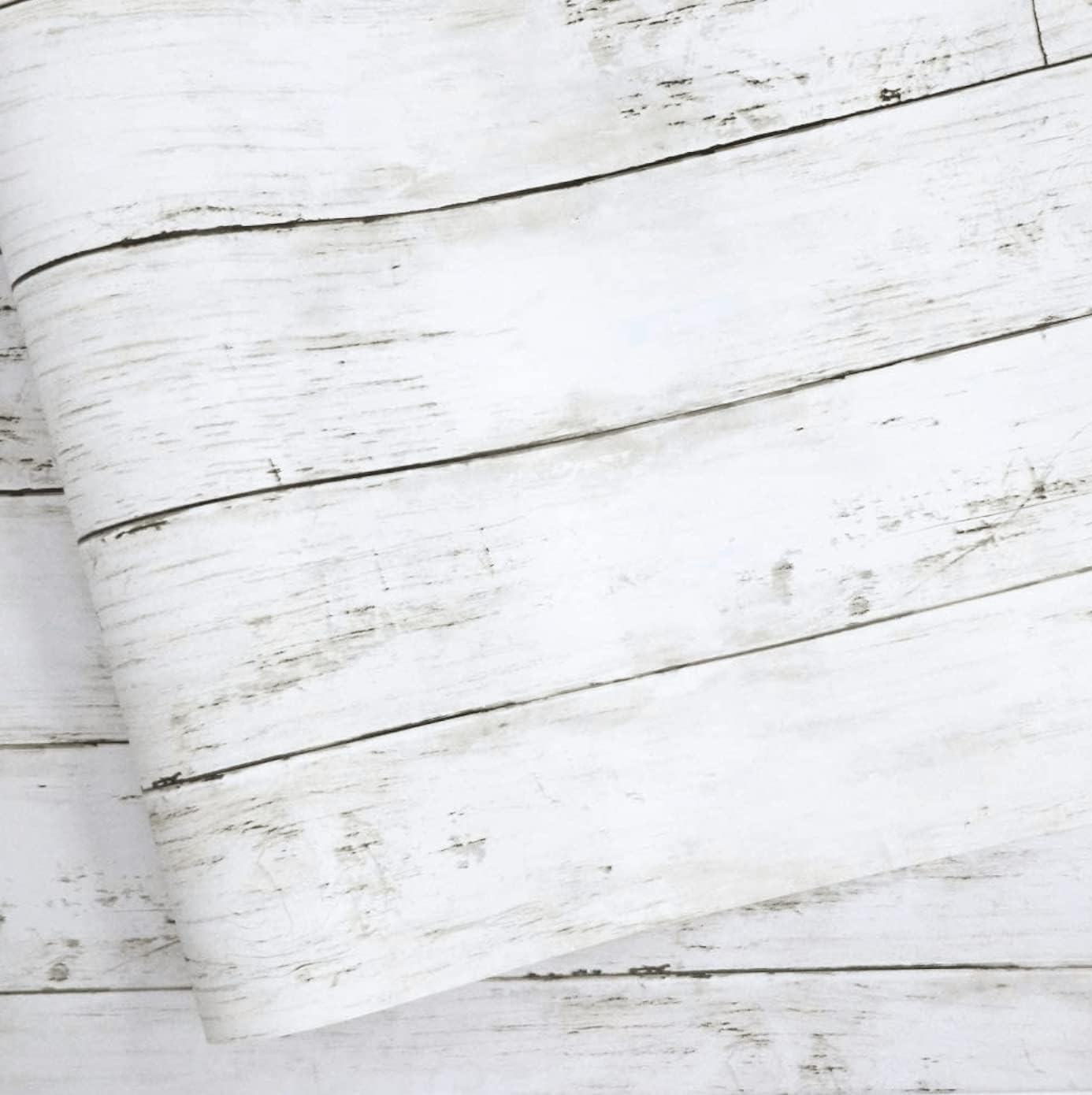 Abyssaly White Gray Wood Contact Paper 35.4 in X 118 in Self-Adhesive Removable Peel and Stick Wallpaper Decorative Wall Covering Vintage Wood Panel Interior Film for Home Decoration