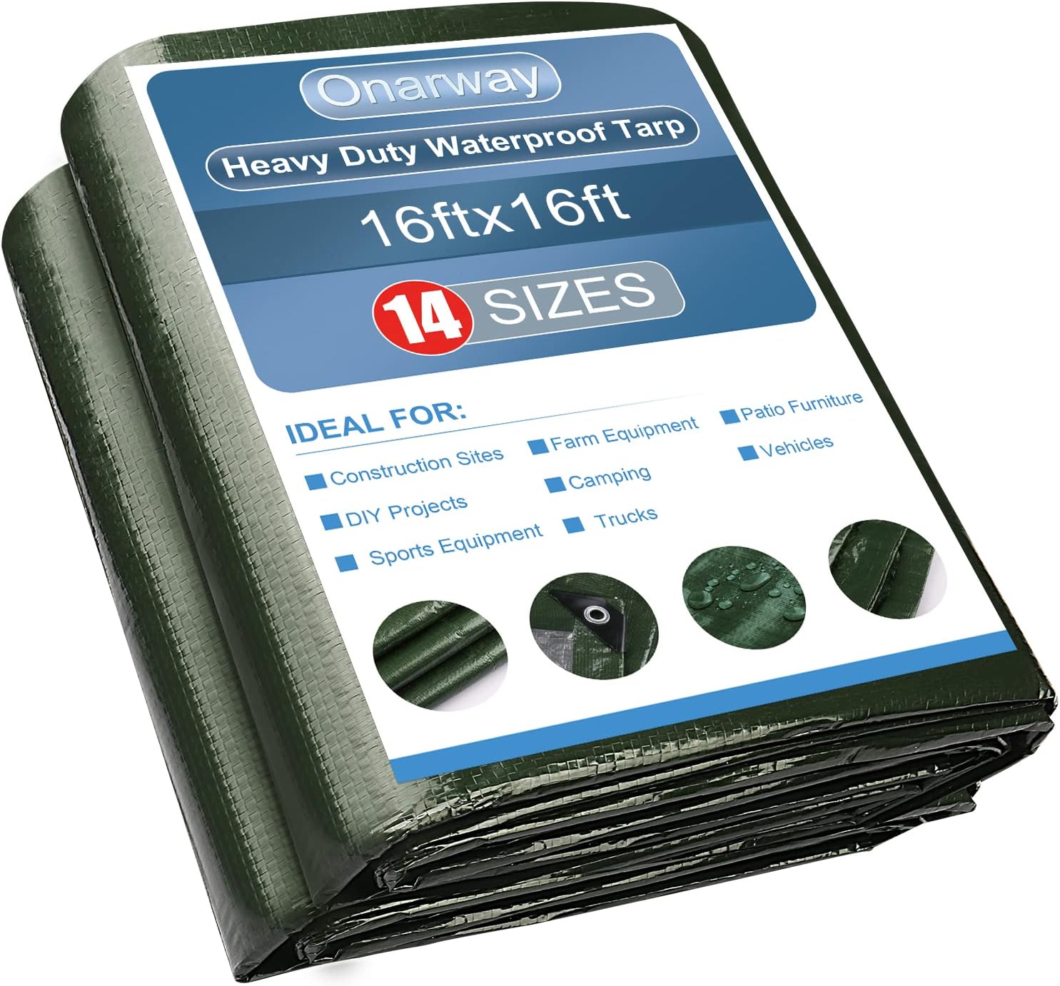 Onarway 16x16 6Mil Green Tarp